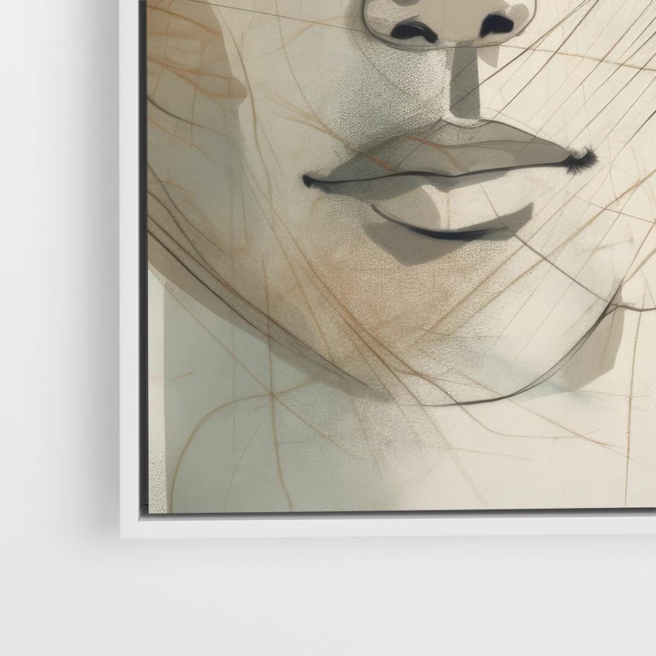 Obraz w ramie 80x80 - Tylko Zamknij Oczy - twarz kobiety, zamknięte oczy - rama biała