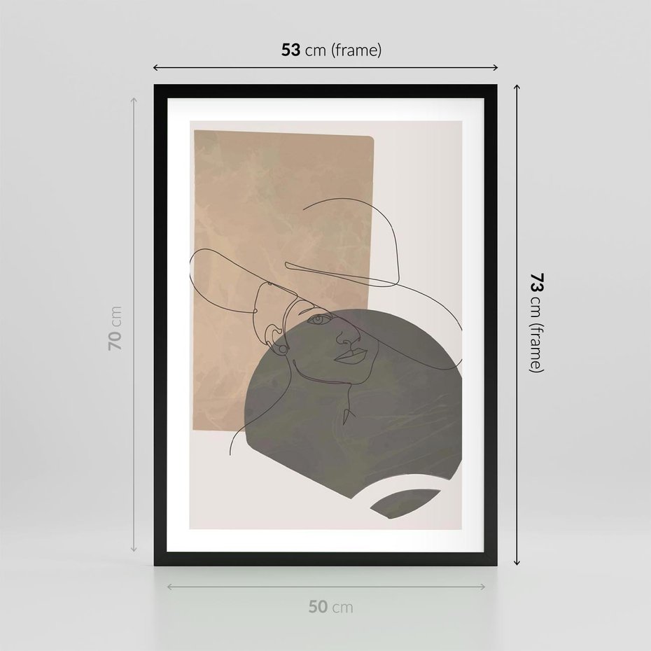 Plakat w ramie 50x70 - Geometryczna Elegancja: One Line - geometria, nowoczesna sztuka - rama czarna