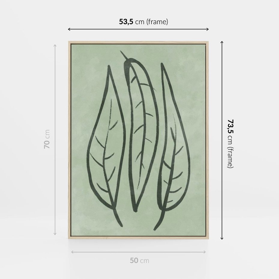 Obraz w ramie 50x70 - Energetyczne Ekspresje Natury - zielony plakat, roślinne motywy - rama drewno