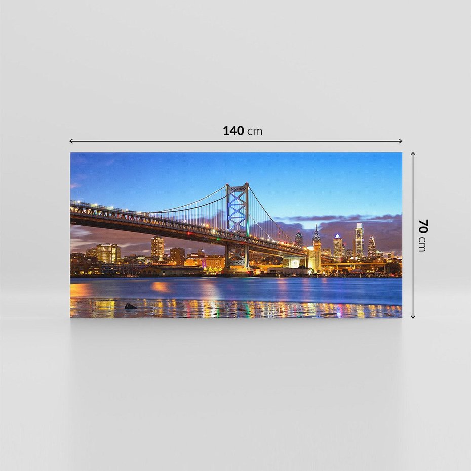 Obraz na płótnie 140x70 - Zachód słońca na moście w Filadelfii - Filadelfia, most