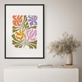 Plakat bez ramy 50x70 - Rozplątane Wizje - abstrakcyjne kolorowe kwiaty, minimlizm