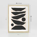 Plakat w ramie 30x40 - Modernistyczna Abstrakcja w Czerni i Bieli - abstrakcja, czarno biała grafika - rama drewno