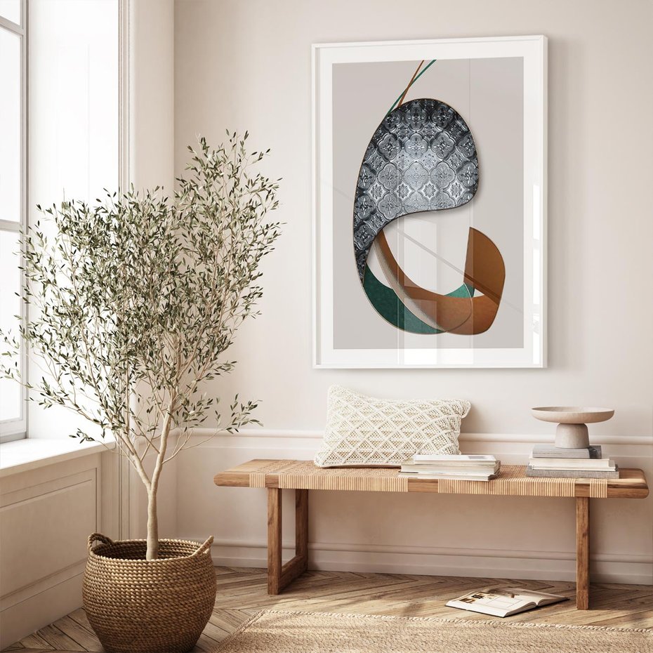 Plakat w ramie 50x70 - Abstrakcyjne Światy Geometrii - nowoczesny, geometryczny - rama biała