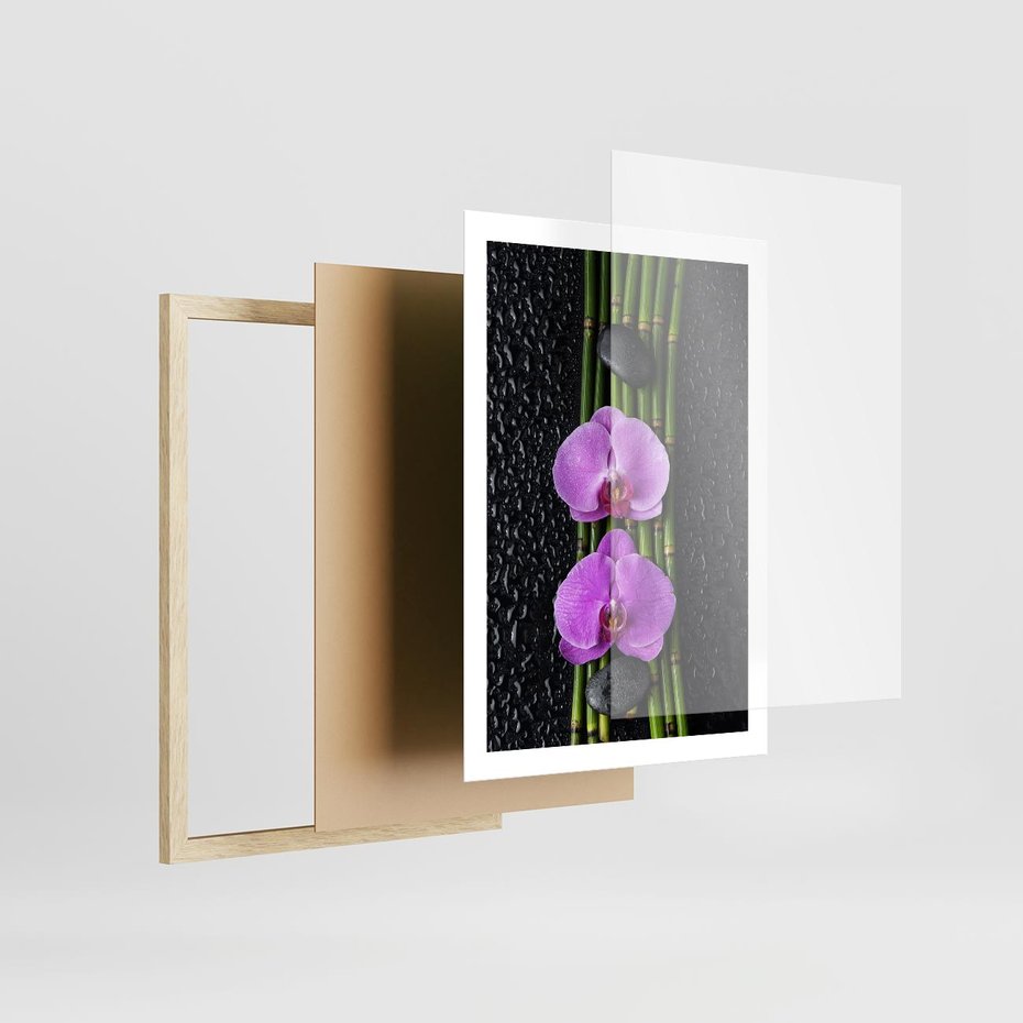 Plakat w ramie 50x70 - Japońskie Spa w Otoczeniu Storczyków - storczyk, spa - rama drewno