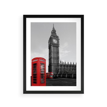 Plakat w ramie 40x50 - Budka telefoniczna przed Big Benem - budka, Londyn - rama czarna