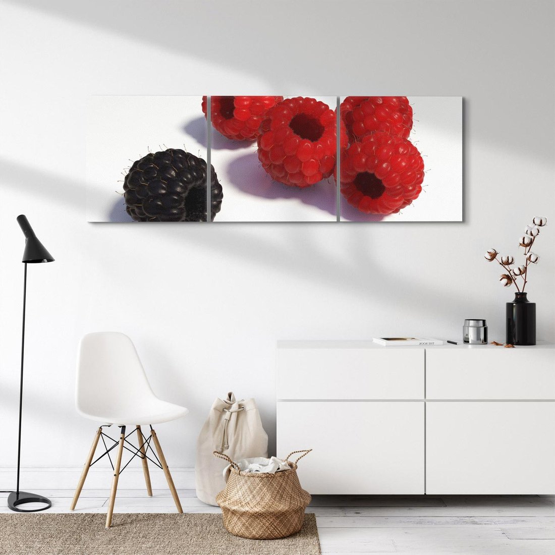 Obraz na płótnie 90x30 - Maliny Jeżyny Owoce - maliny, jeżyny