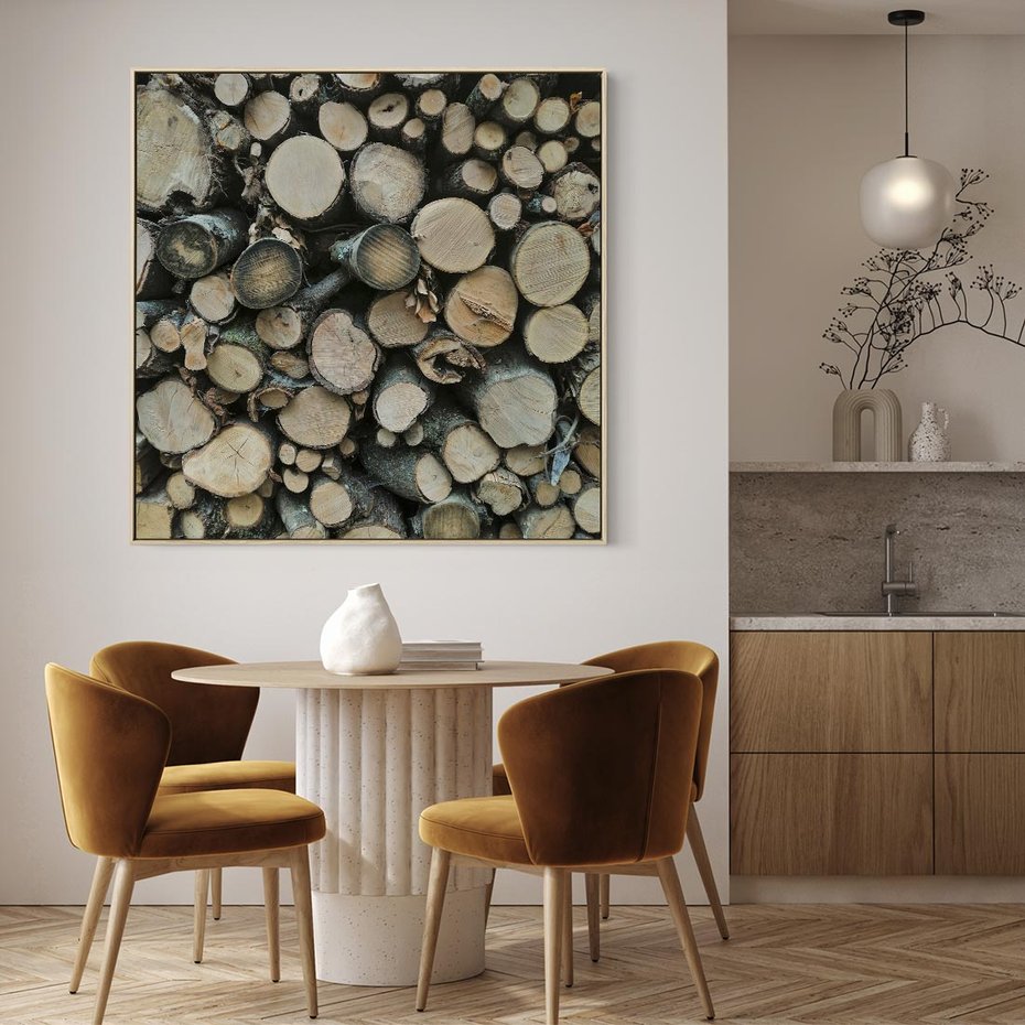 Obraz w ramie 80x80 - Bliskość Natury - drewno, las - rama drewno