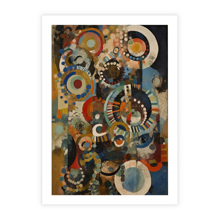 Plakat bez ramy 21x30 - Podróżne Wizje Aberracji - abstrakcyjny obraz, mnogość kolorów