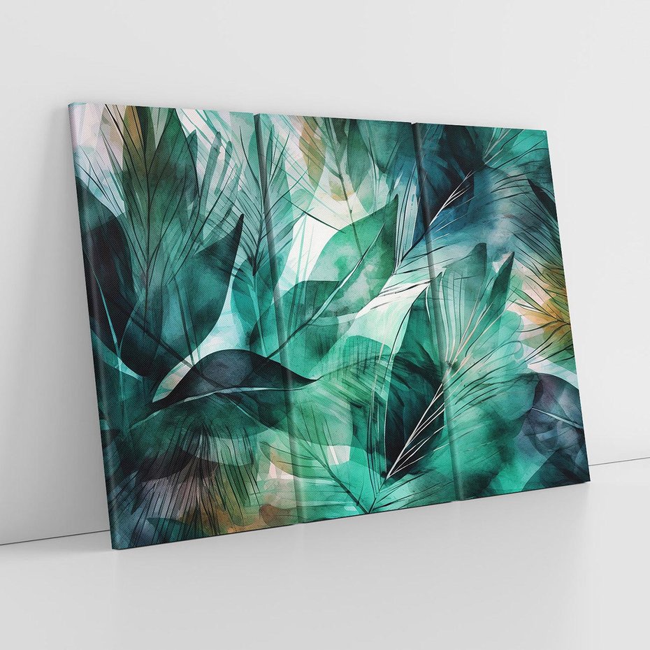 Obraz na płótnie 120x80 - Zieleń Tropików - tropikalne zielone liście palmy, monstera