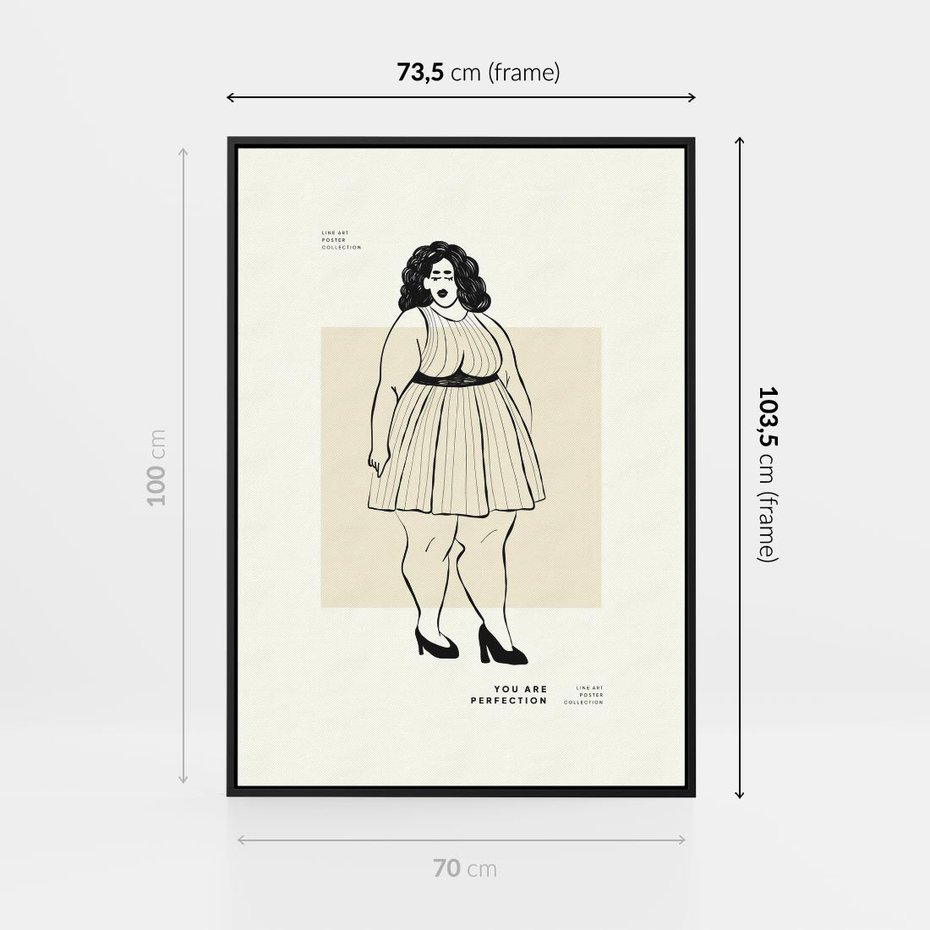 Obraz w ramie 70x100 - Ekspresja Wewnętrznych Emocji - kobieta, samoakceptacja - rama czarna