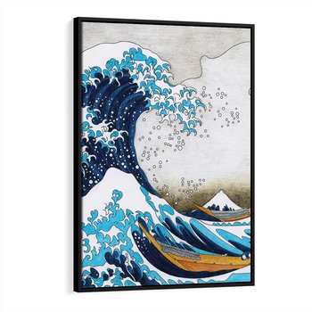 Obraz w ramie 70x100 - Wzburzone Morze - wielka fala w kaganawie, Hokusai - rama czarna