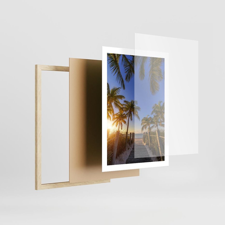 Plakat w ramie 50x70 - Rajskie palmy w tropikalnym raju - palmy, tropiki - rama drewno