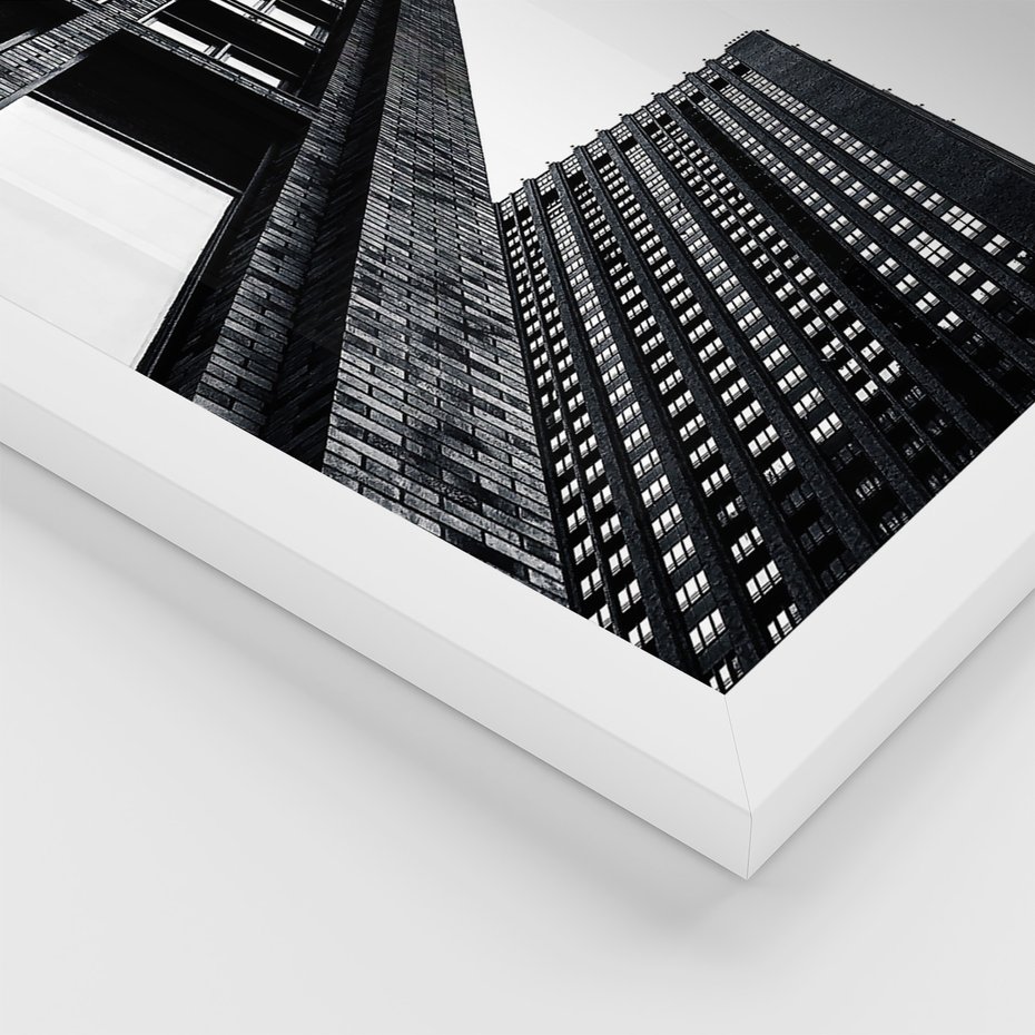 Zestaw obrazy w ramie 30x40 galeria - Architektura, budynki, czarno, biały - rama biała