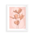 Plakat w ramie 40x50 - Przenikające Kształty - minimalistyczny plakat, pudrowe kwiaty - rama biała
