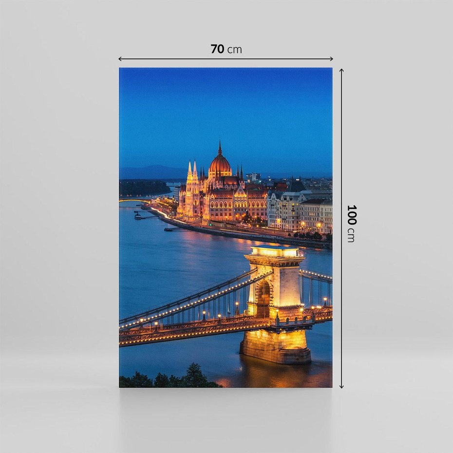 Obraz na płótnie 70x100 - Mostowe miasto nocą - miasto, most