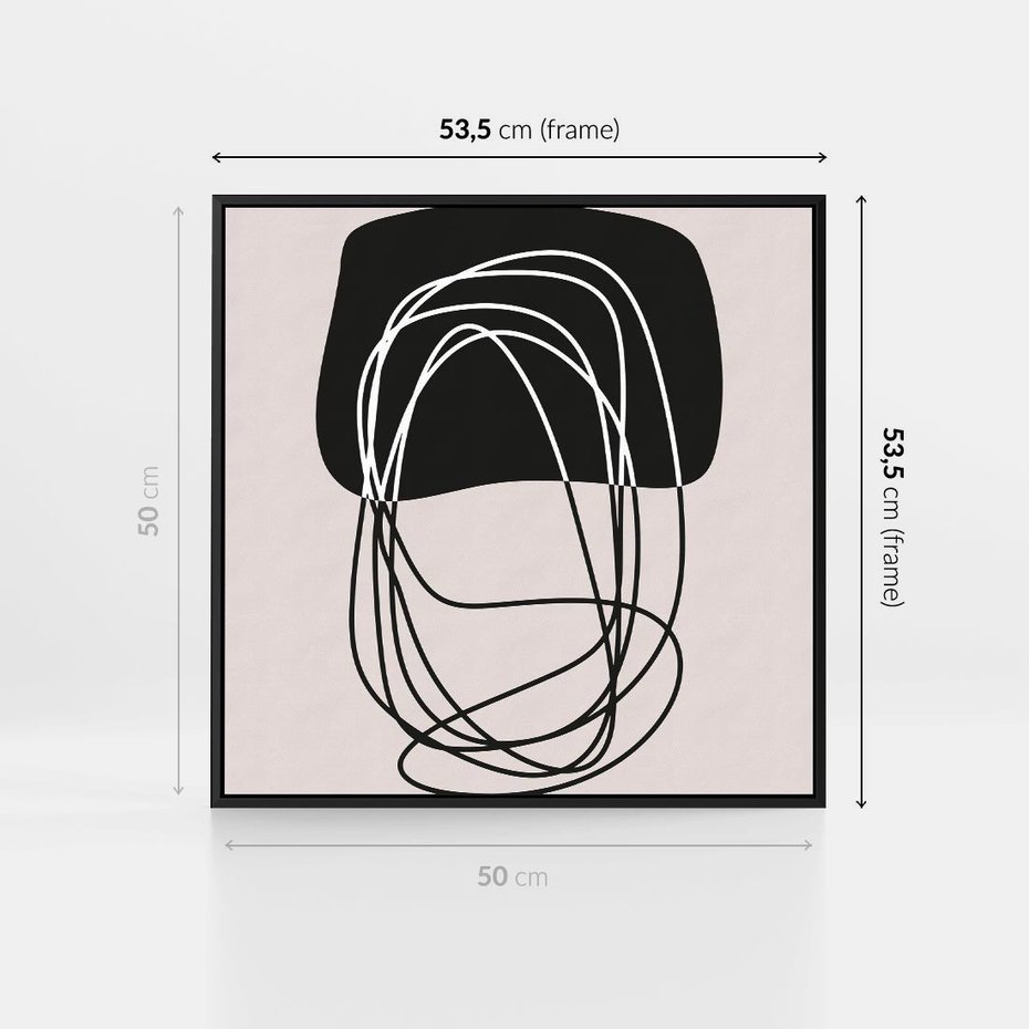 Obraz w ramie 50x50 - Strukturalne Kontrasty - abstrakcyjne szkicowane linie, minimalizm - rama czarna