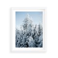Plakat w ramie 40x50 - Magia Śnieżnych Drzew - zima, iglaste drzewa - rama biała
