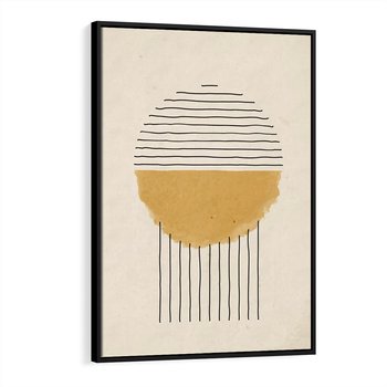 Obraz w ramie 50x70 - Podróżne Kreski - akwarelowa plama, geometryczne szkicowane kształty - rama czarna