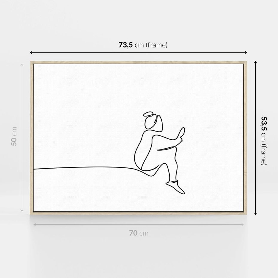 Obraz w ramie 70x50 - Linie Wewnętrznej Refleksji - line art, szkic - rama drewno