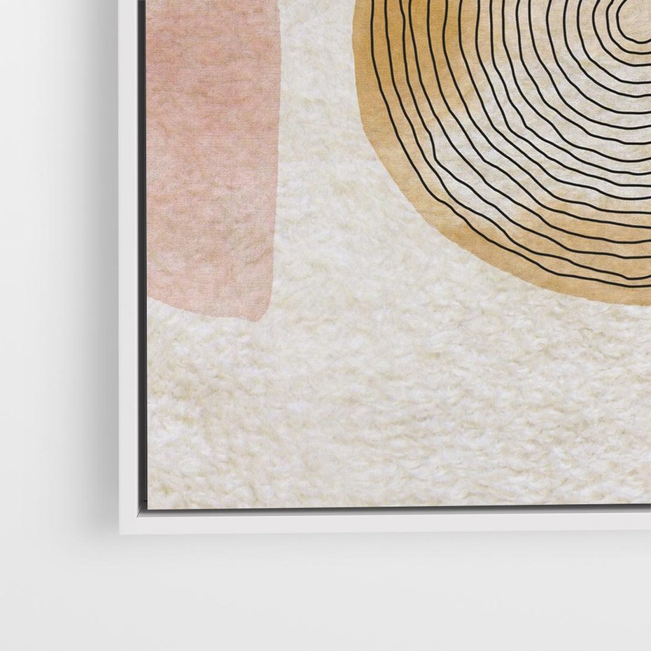 Obraz w ramie 80x80 - Zapisane w promieniach słońca - beżowe strukturalne tło, koła - rama biała