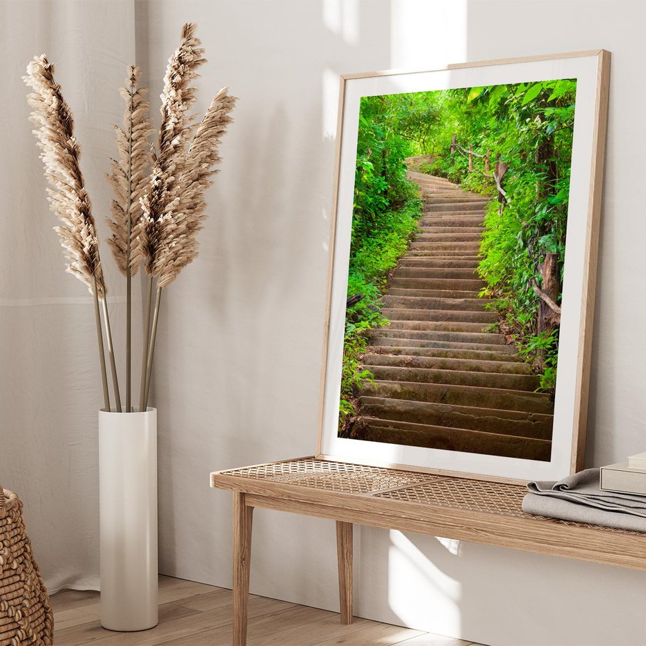 Plakat w ramie 40x50 - Magia Leśnej Ścieżki - ścieżka, w lesie - rama drewno