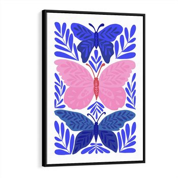 Obraz w ramie 50x70 - Delikatna Symfonia Natury - motyle, rośliny - rama czarna