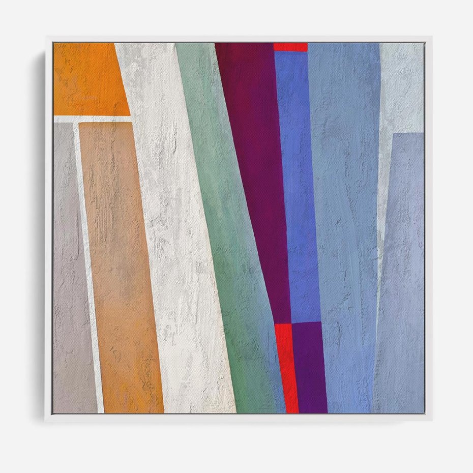 Obraz w ramie 50x50 - Księga Ukrytych Odbić - abstrakcyjne dziwne kształty, olejny obraz - rama biała