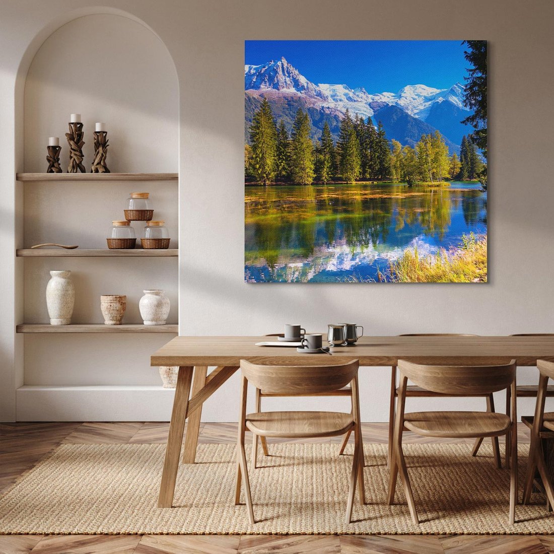 Obraz na płótnie 50x50 - Górskie piękno - góry, jezioro