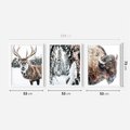 Zestaw obrazy w ramie 50x70 galeria - Jeleń, bizon, zima, retro - rama biała