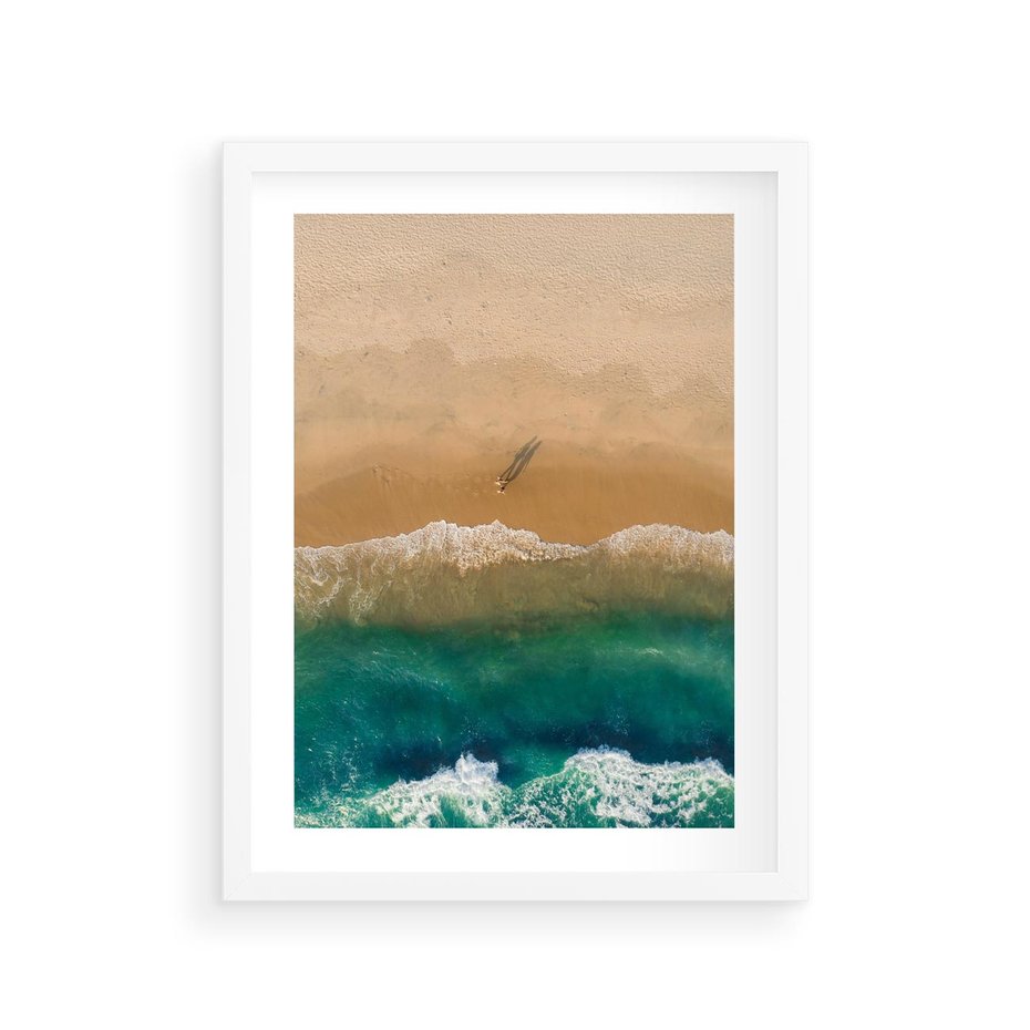 Plakat w ramie 30x40 - Nadbrzeżna Harmonia - plaża, morze - rama biała