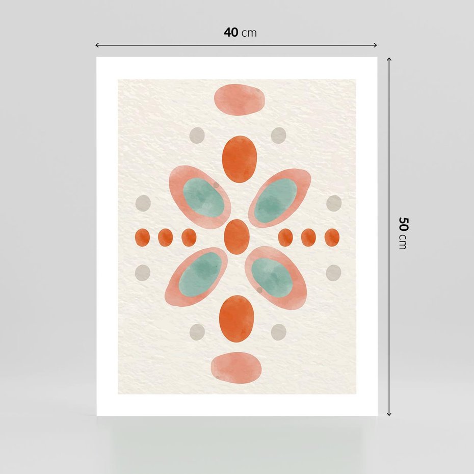 Plakat bez ramy 40x50 - Symfonia Natury - abstrakcyjne plamy w odcieniach pomarańczowym, kropki plamki