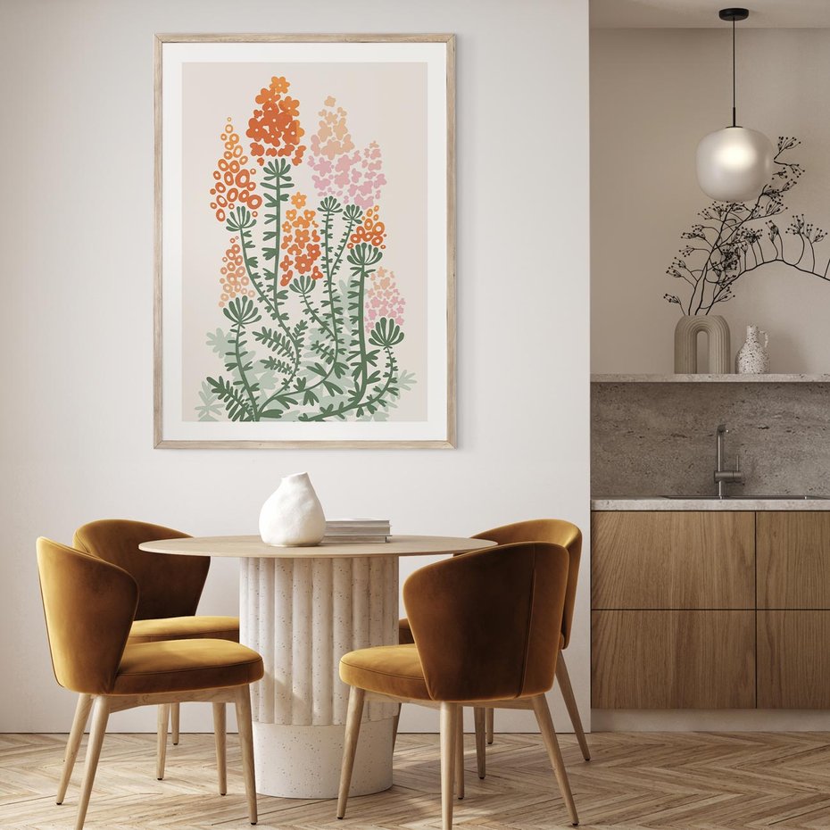 Plakat w ramie 30x40 - Kwiatowe Uniesienia - kwiaty polne, plakat - rama drewno