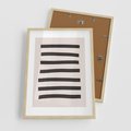 Plakat w ramie 50x70 - Strukturalna Rewolucja Form - minimalizm, czarne pasy - rama drewno