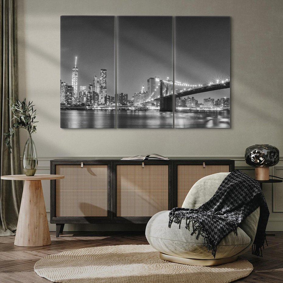 Obraz na płótnie 120x80 - Most w nocnym blasku - Nowy Jork, most