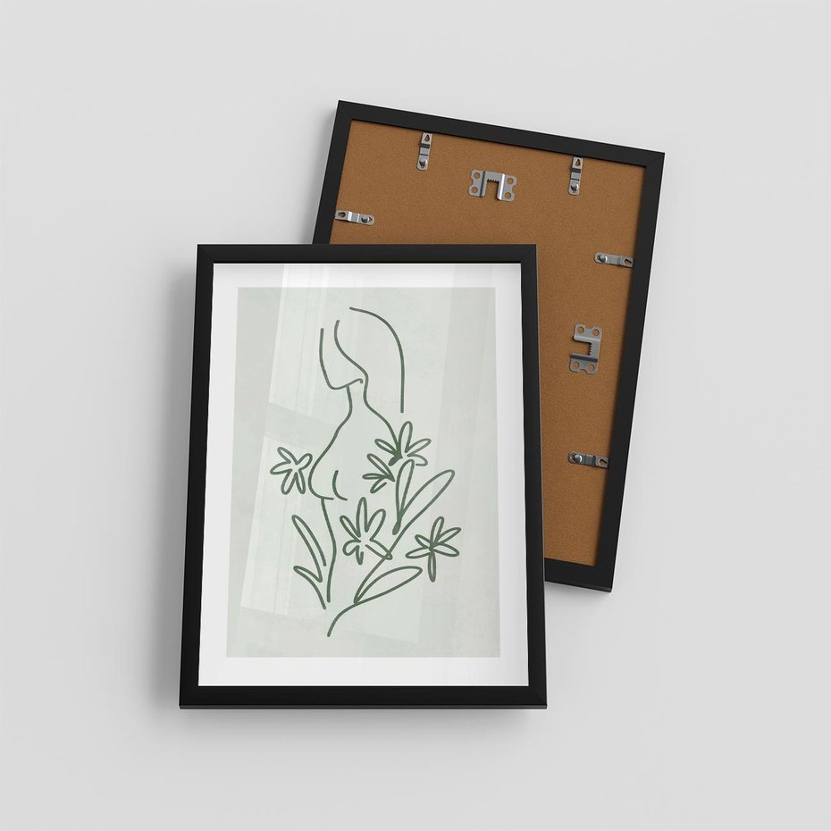 Plakat w ramie 30x40 - Odbicia Zielonego Raju - zielony odcień, abstrakcja - rama czarna