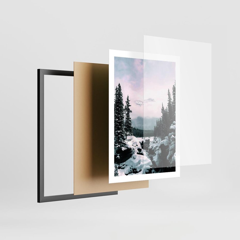 Plakat w ramie 50x70 - Zimowe Góry - zimowy krajobraz, góry - rama czarna