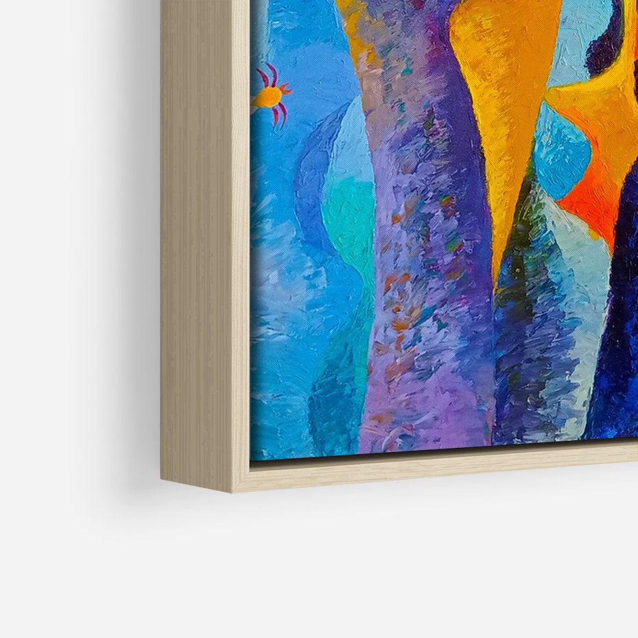 Obraz w ramie 50x70 - Płomienne Tańce Abstrakcji - energetyczna abstrakcja, dziwne formy - rama drewno