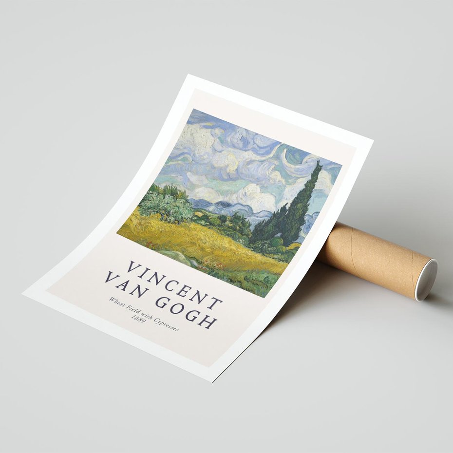 Plakat bez ramy 40x50 - Pole z Cyprysami - reprodukcja obrazu, van gogh