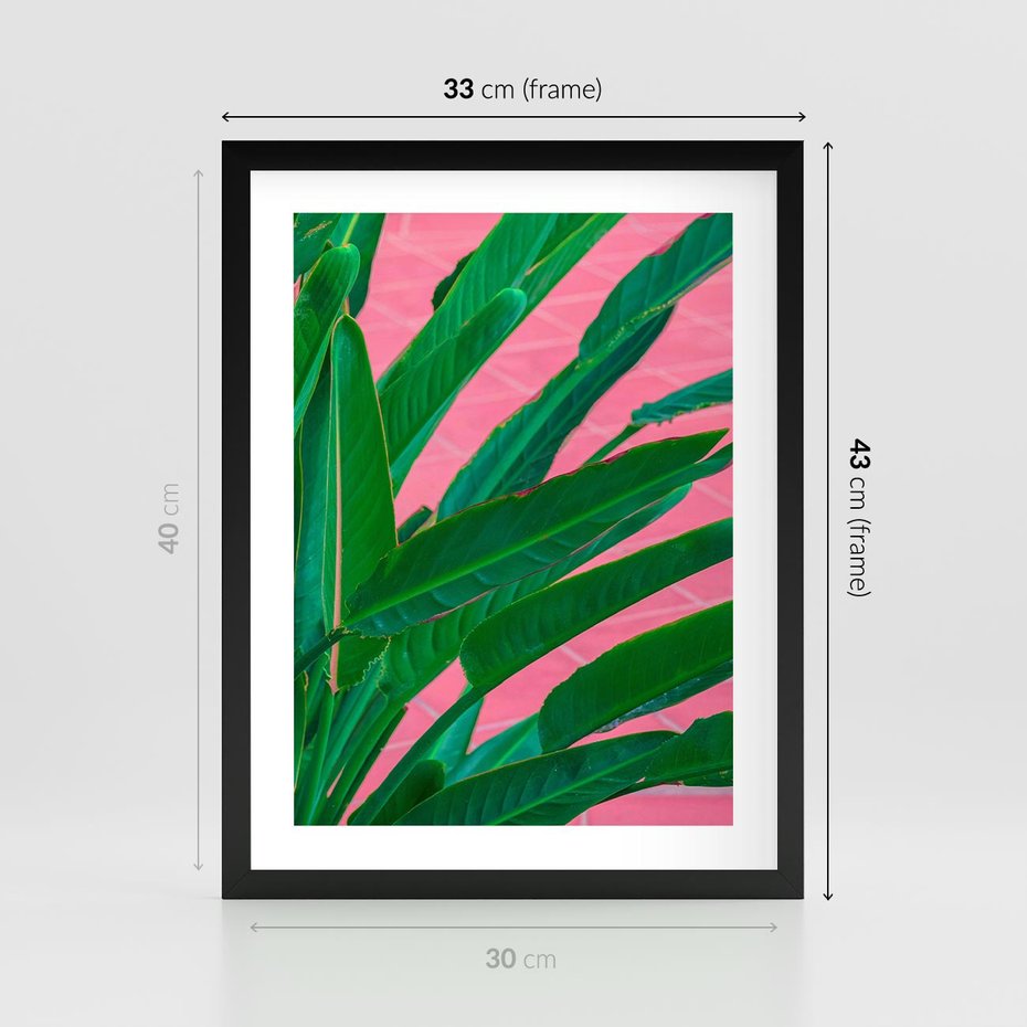 Plakat w ramie 30x40 - Odezwij się do przeszłości - liście, retro - rama czarna