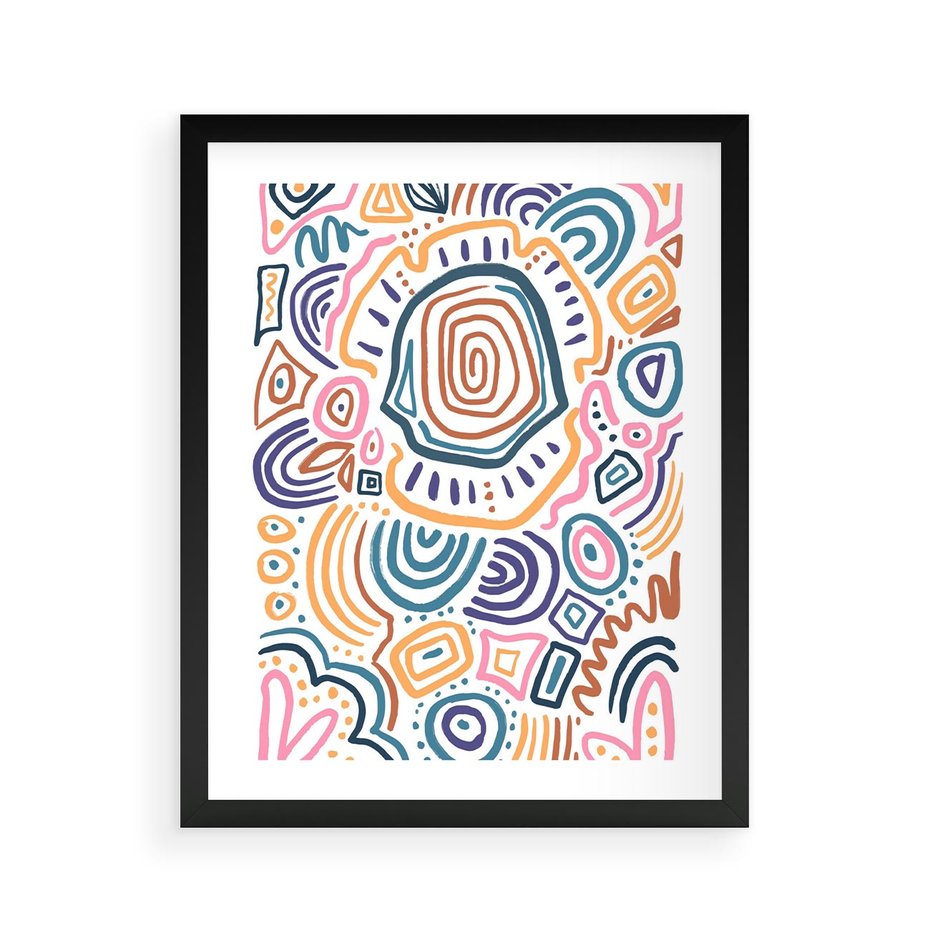 Plakat w ramie 40x50 - Eksploracja Etnicznych Granic - kolorowe etniczne wzory, tęczowe żywe kolory - rama czarna