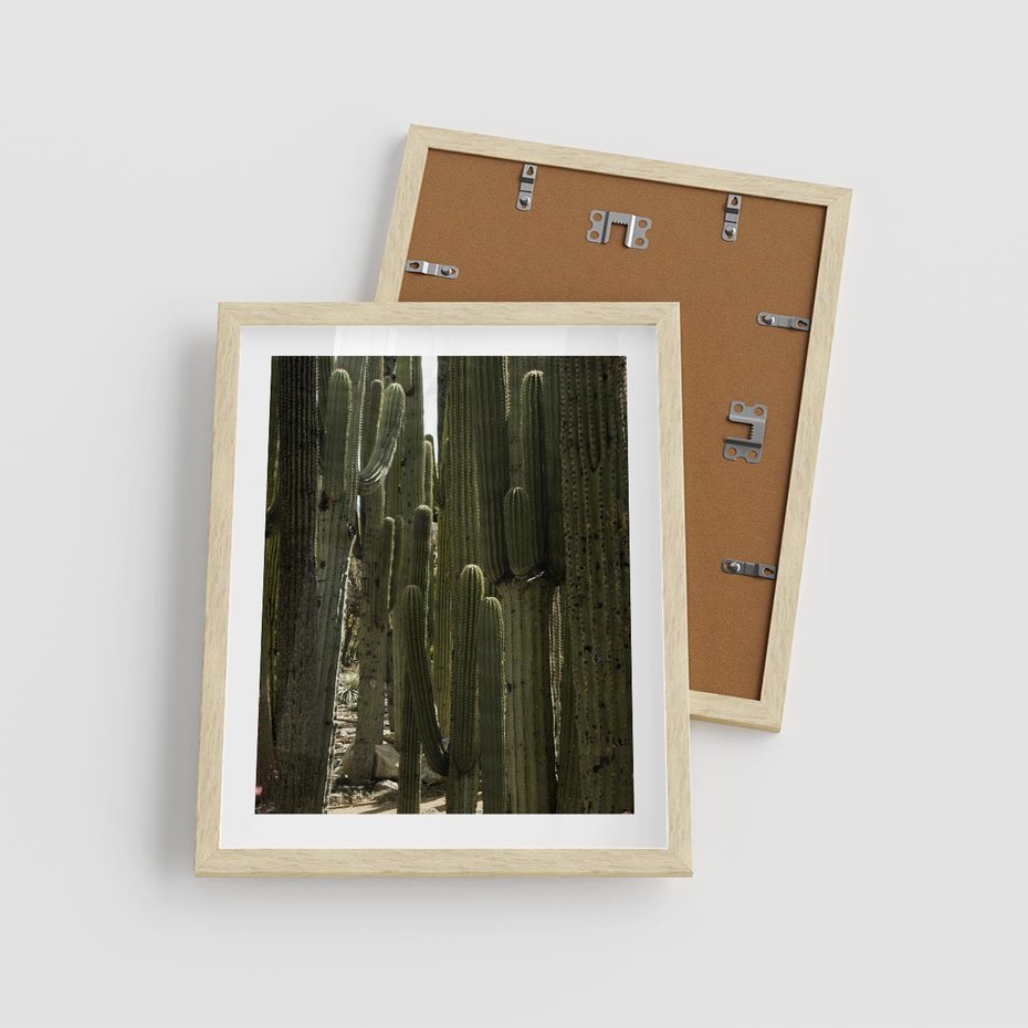 Plakat w ramie 40x50 - Wyjątkowy Klimat Boho - kaktusy, pustynia - rama drewno