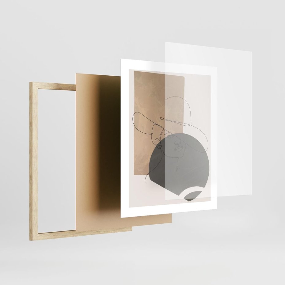 Plakat w ramie 40x50 - Geometryczna Elegancja: One Line - geometria, nowoczesna sztuka - rama drewno