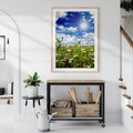 Plakat w ramie 30x40 - Niebiańska łąka pełna kwiatów - łąka, niebo - rama drewno
