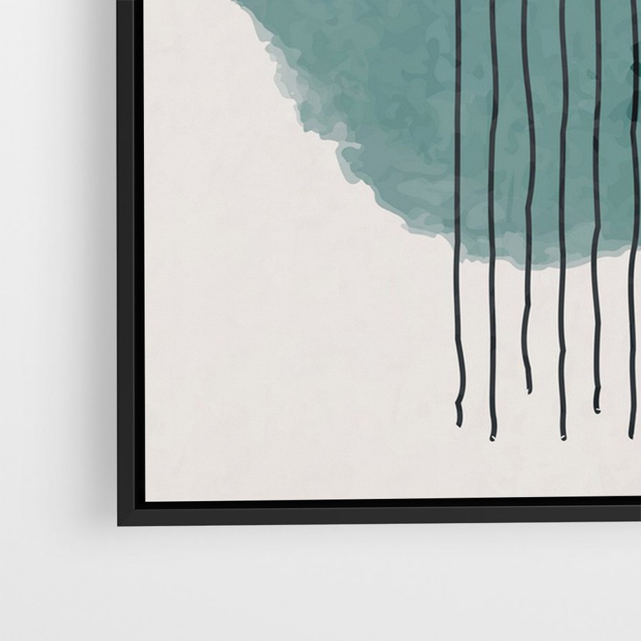 Obraz w ramie 50x70 - Podróżne Inspiracje - abstrakcyjna akwarelowa plama, nieregularne kreski - rama czarna