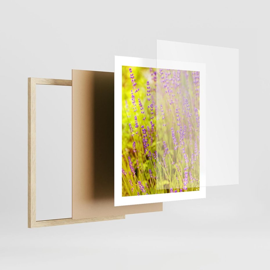 Plakat w ramie 40x50 - Delikatność natury - lawenda, kwiaty - rama drewno
