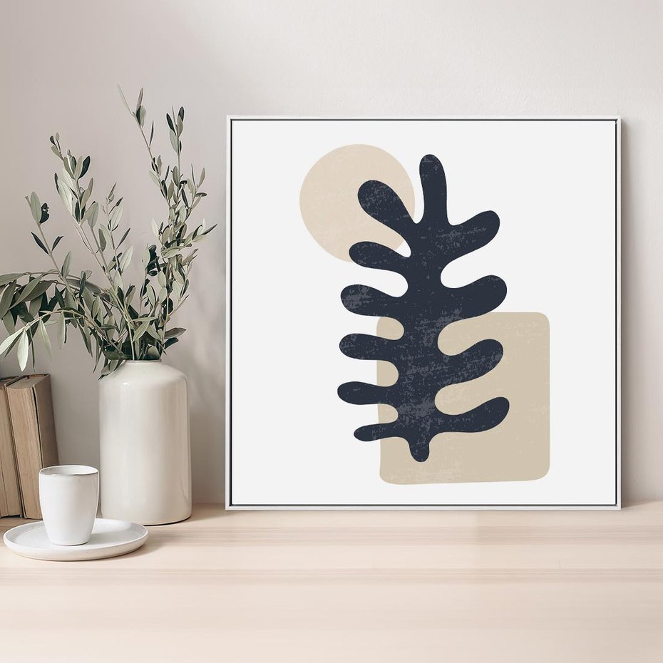 Obraz w ramie 50x50 - Opowieść Przenikających Energii - inspiracja mattise, abstrakcja - rama biała