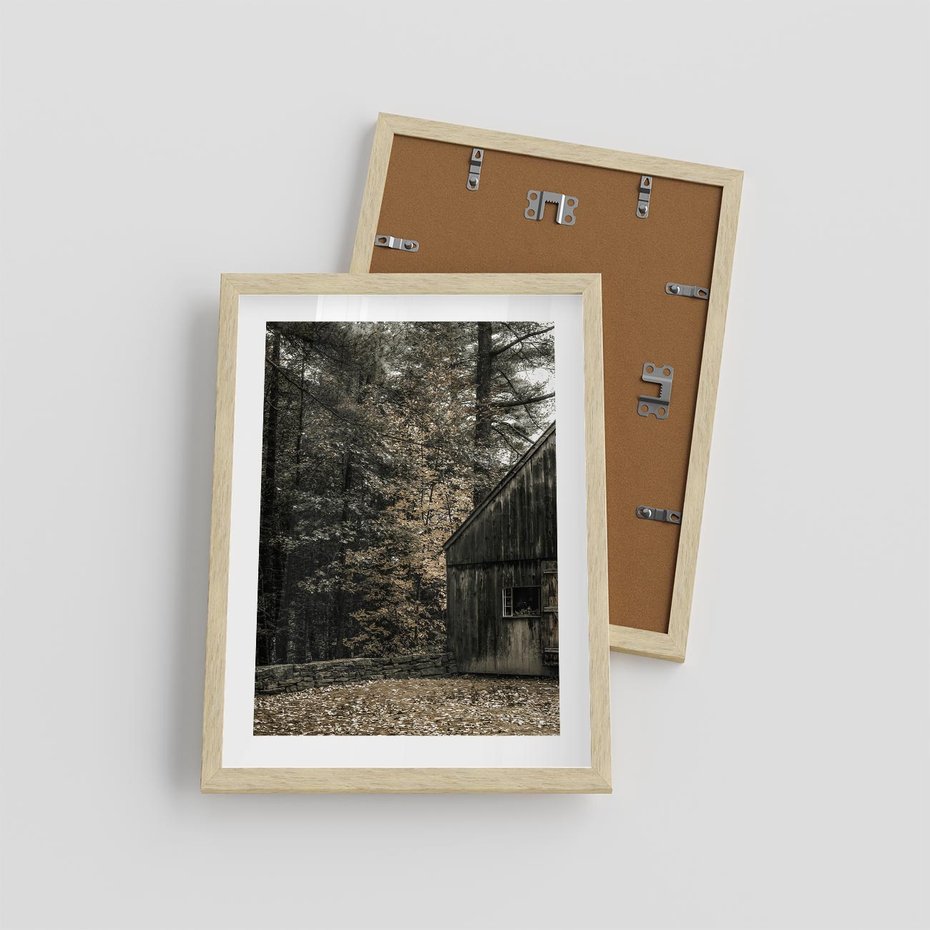Plakat w ramie 30x40 - Dom w Lesie - chatka w lesie, górski domek - rama drewno