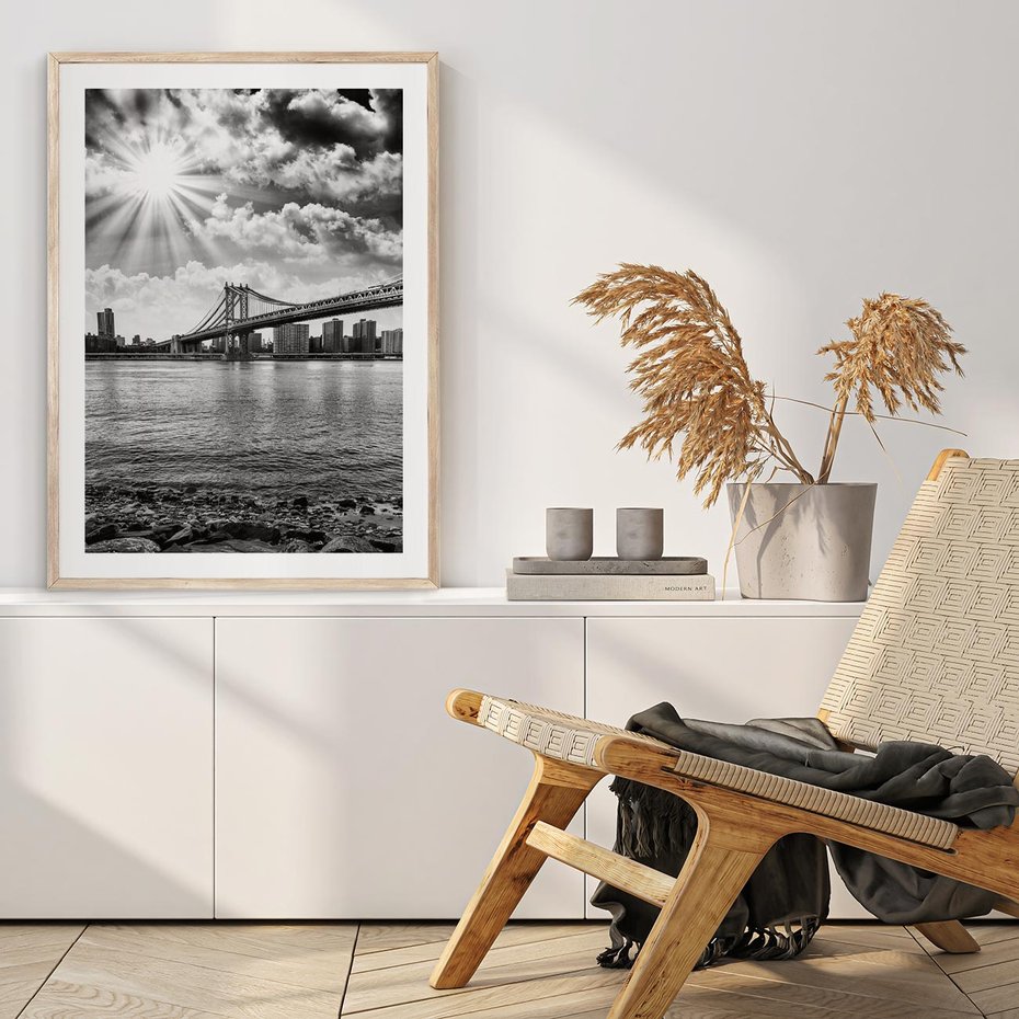 Plakat w ramie 30x40 - Most w Mieście - most, miasto - rama drewno