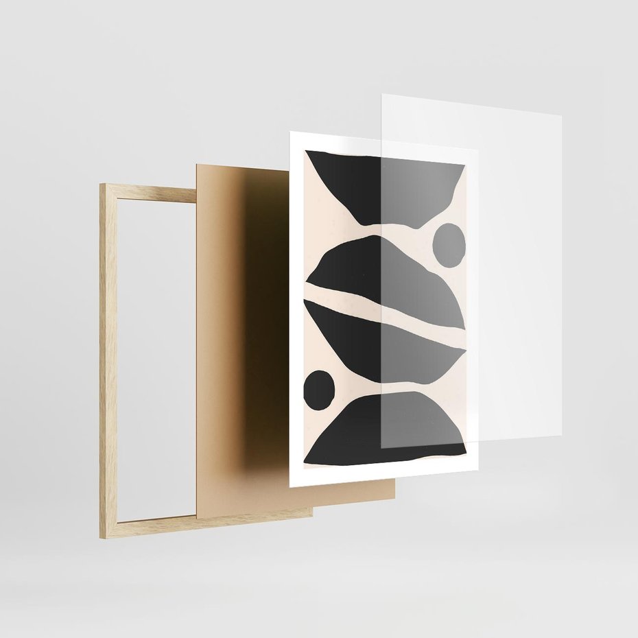 Plakat w ramie 50x70 - Surowa Abstrakcja - abstrakcyjny nowoczesny obraz, surowość - rama drewno