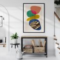 Plakat w ramie 50x70 - Kolorowe Przenikanie Kształtów - abstrakcyjne formy, obraz olejny - rama czarna